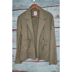 Serra Womens Oversize Small Green Knit Coatigan Jacket Kimono Sleeve Normcore